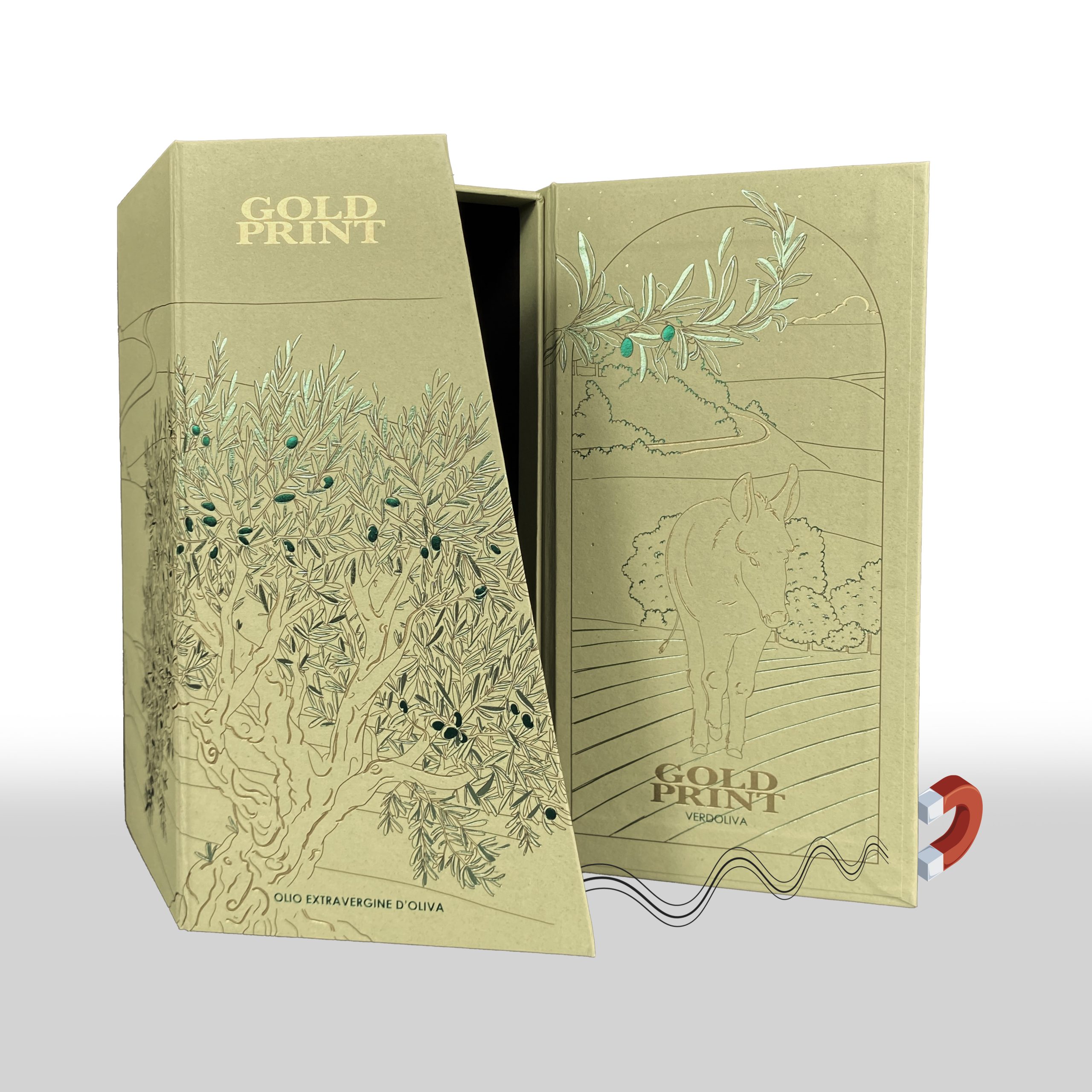 box olio aperta con chiusura magnetica